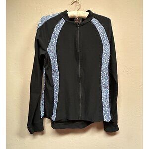 Sheila Moon Women's Zip-Up Cycling Shirt Jacket Size Large Black Stretch